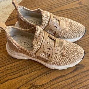 Tod's Tan Kate Knit Athletic Shoes